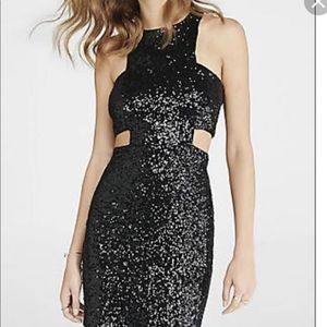 black cutout sequin dress
